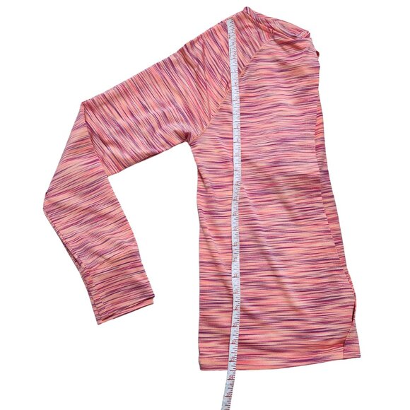 Maurices In Motion Hooded Workout Shirt Long Sleeves Space Dye Coral Purple Sz M - Picture 12 of 13